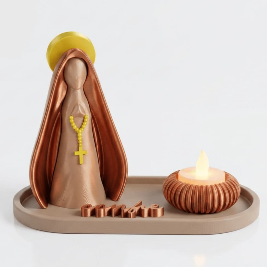 Presente Católico Kit Nossa Senhora Imagem 3D Minimalista Premium