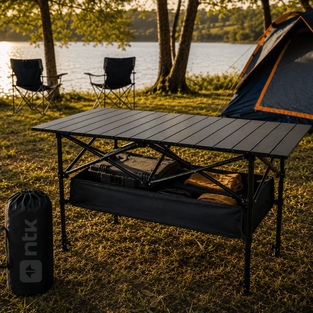 Mesa Camping Dobrável 120X55cm Portátil Ultraleve Reforçada Frade Gt120 Ntk Altura Ajustável