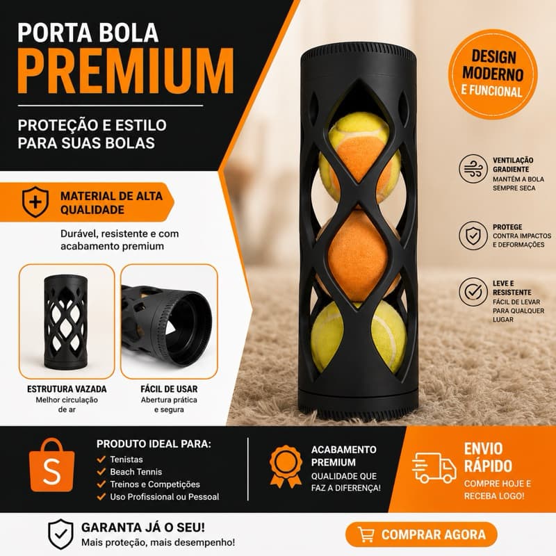 Tubo Porta Bolinhas Beach Tennis Tênis Padel, capacidade pra 3 bolas  Organizador 3d