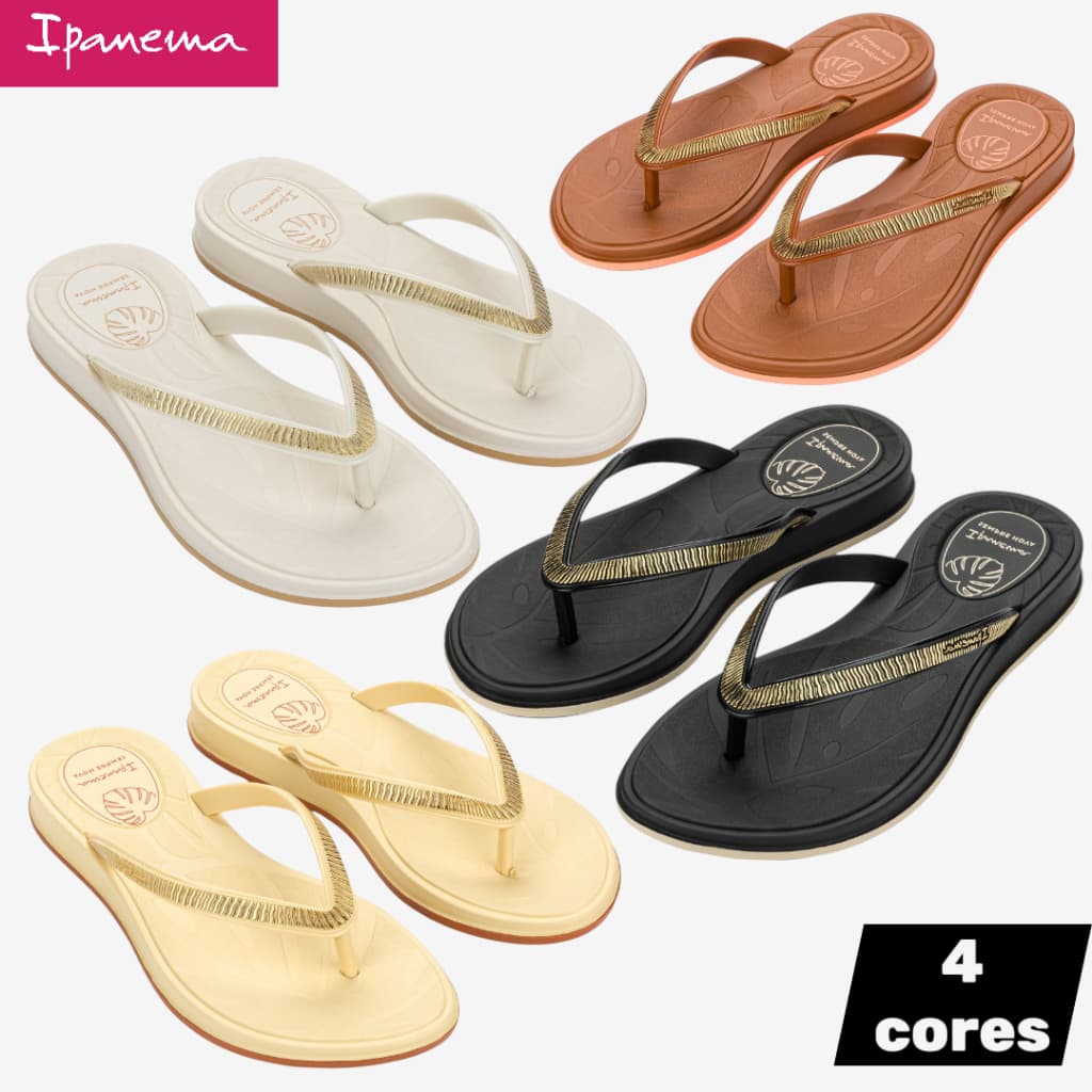 Chinelo Feminino Ipanema Shine Tiras Metalizadas Verão