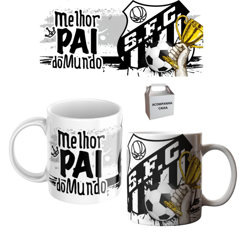 Caneca De Porcelana Personalizada Dia Dos Pais Santos 325ml