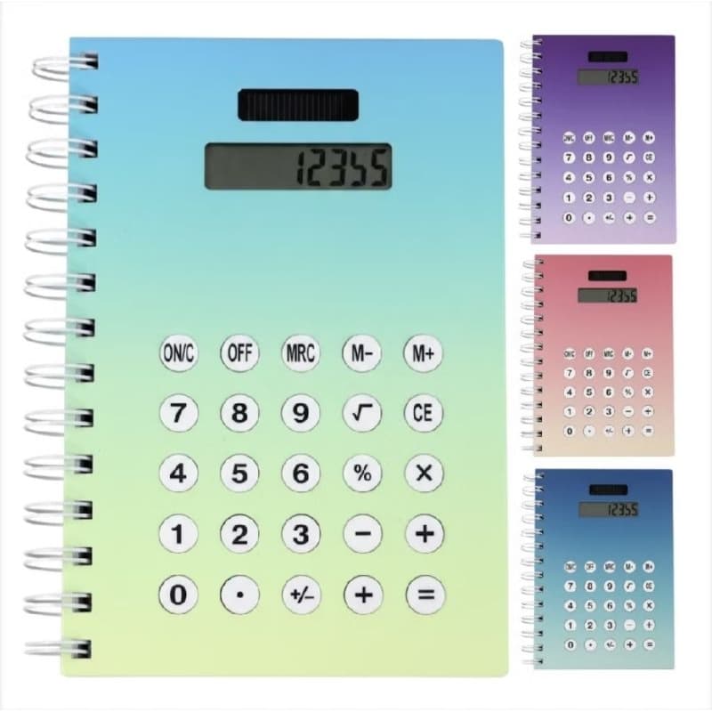 Agenda Executiva Capa Dura Degradê com Calculadora Embutida 160 folhas visor Solar