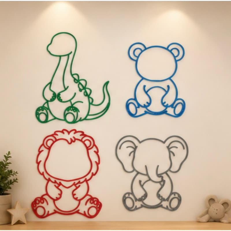 Contorno de Bichinhos para Parede Quarto Infantil Decoração Silhueta de Animais em Plástico