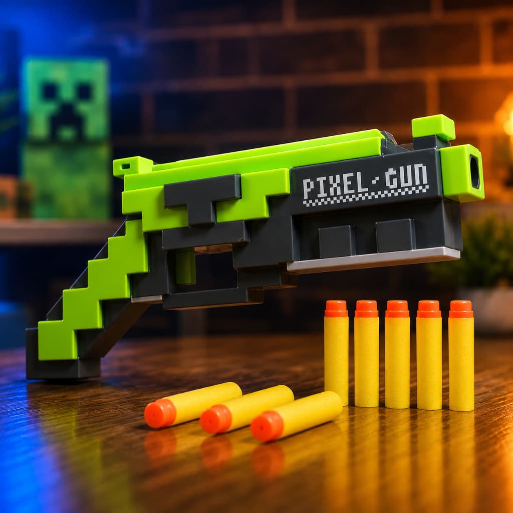 Arma De Brinquedo Pixel Gun Com 5 Dardos Verde