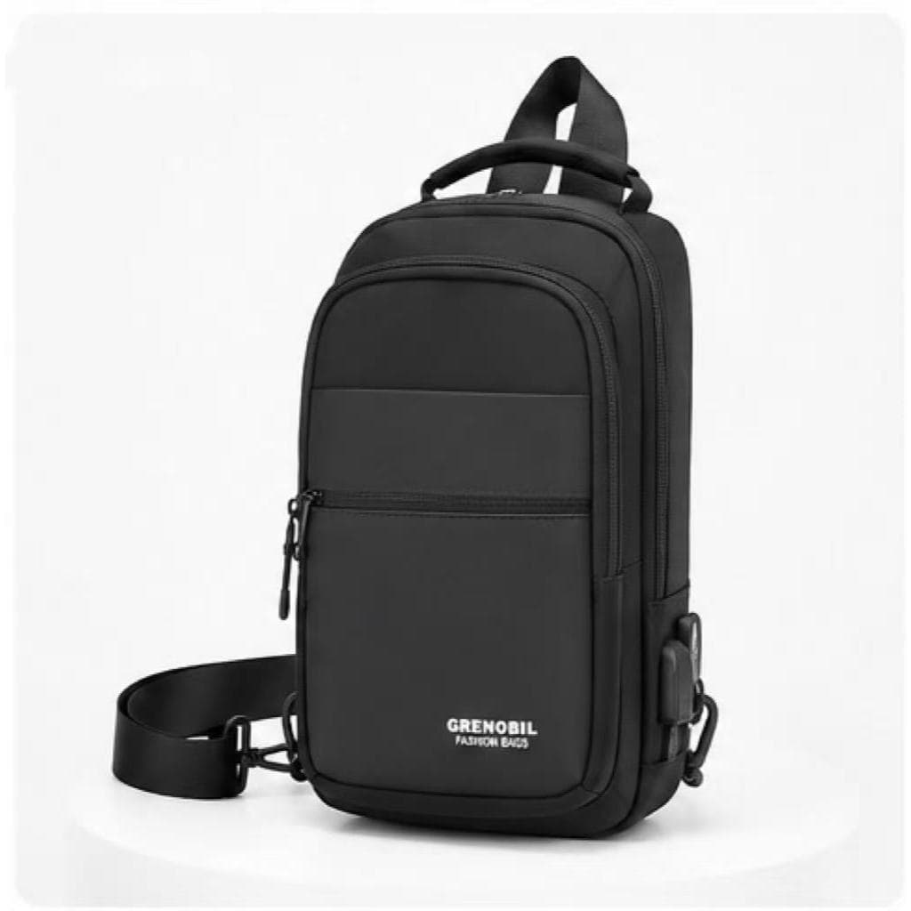 Mochila Peitoral Masculina com Porta USB Bolsa Transversal