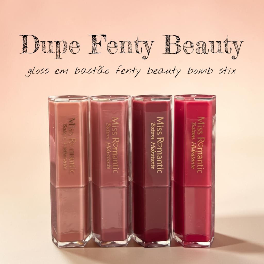 Batom Gloss Hidratante em Bastão Miss Romantic Efeito Brilho Intenso Inspiração Estilo Bomb Stix 3,2g