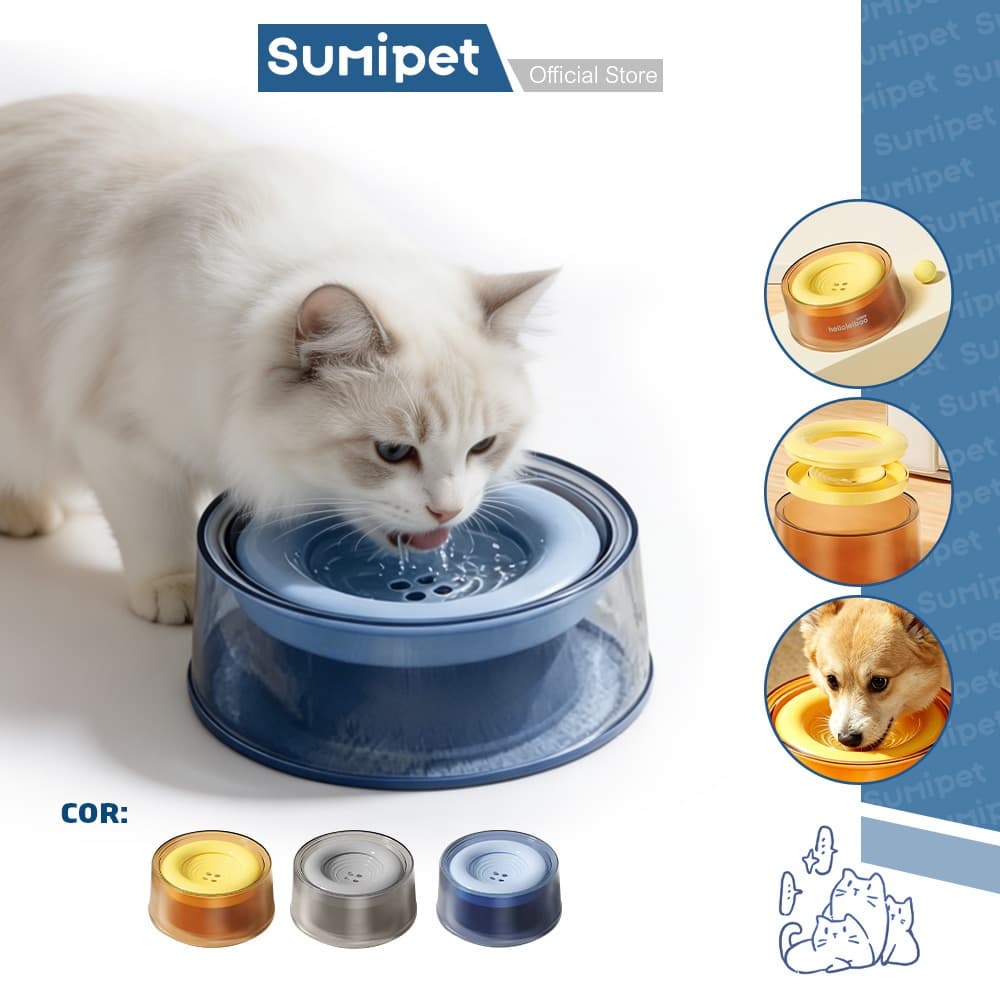 Bebedouro Pet Flutuante Anti-Respingo 1,2L com Base Antiderrapante para Cães e Gatos