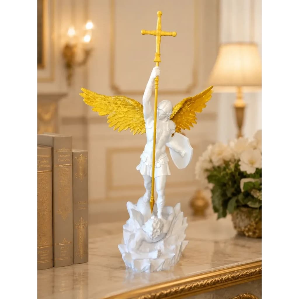 Estátua Anjo São Miguel Guerreiro 21cm De Altura Decoração