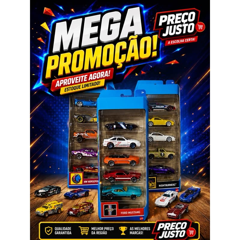 Kit 10 Carrinhos ESTILO Hot Wheels Pacote com 5 Carros Modelos Sortidos - ENVIO IMEDIATO EXCLUSIVO E RAPIDO
