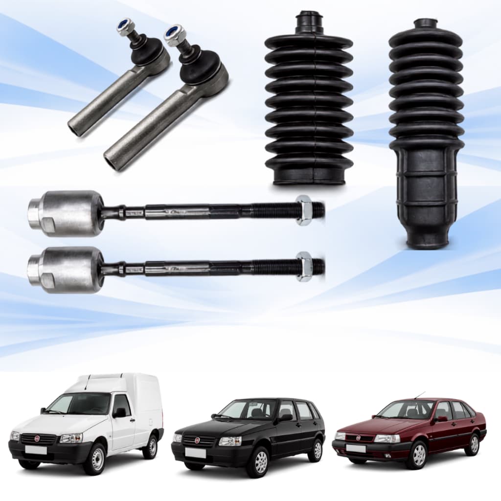 Kit Barra Axial Terminal Direção Coifa Fiat Uno Mille