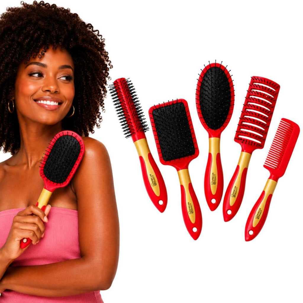 Kit 5 Escovas African Beauty Profissional para Cabelos