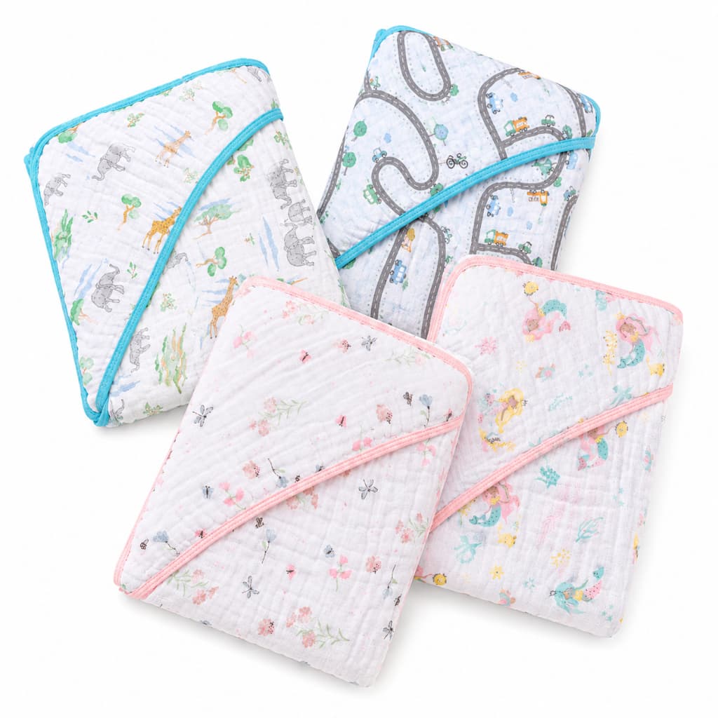 TOALHA DE BANHO FRALDA SOFT 2 CAMADAS COM CAPUZ LATERAL PARA BEBÊ PAPI - 80x80CM MACIA, ABSORVENTE