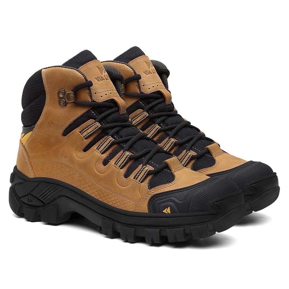 Coturno Couro Legítimo Masculino Resistente Biqueira PVC Com C.A