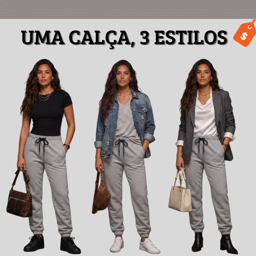 Calça Moletom Feminina Peluciada Quentinha Jogger Com Punho Inverno Confortável Versátil Um Modelo vários Looks