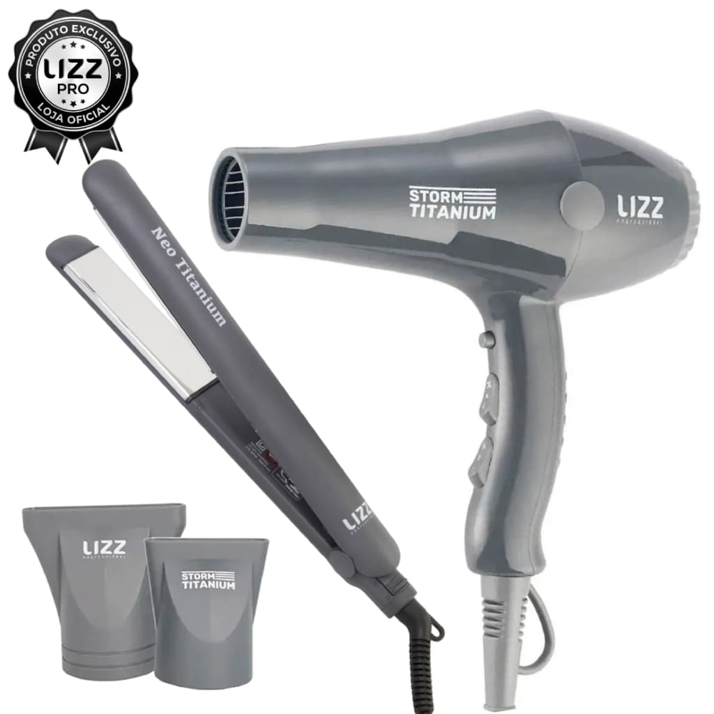 Kit Profissional Secador Storm Titanium + Chapinha Neo Titanium 450°F Lizz Pro
