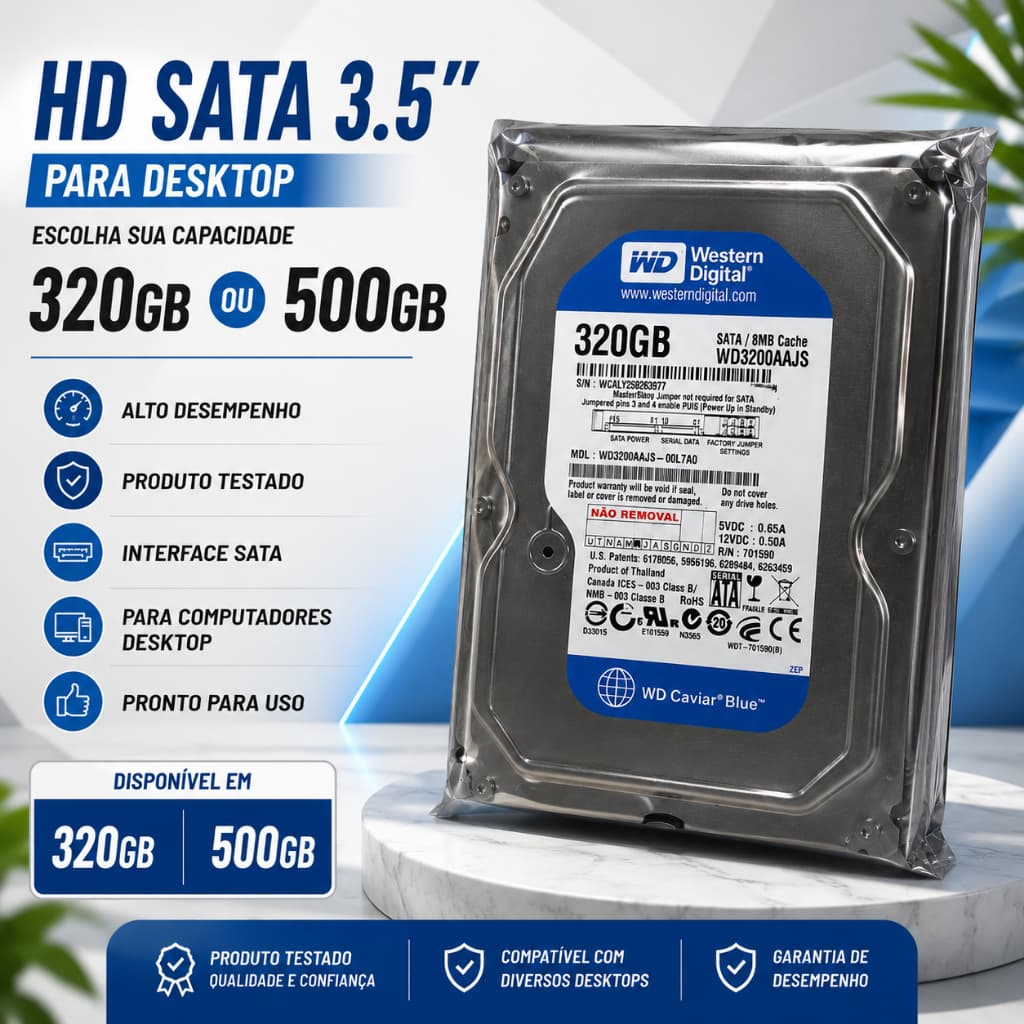 HD SATA 3.5 Para Computador Desktop 500GB NOVO