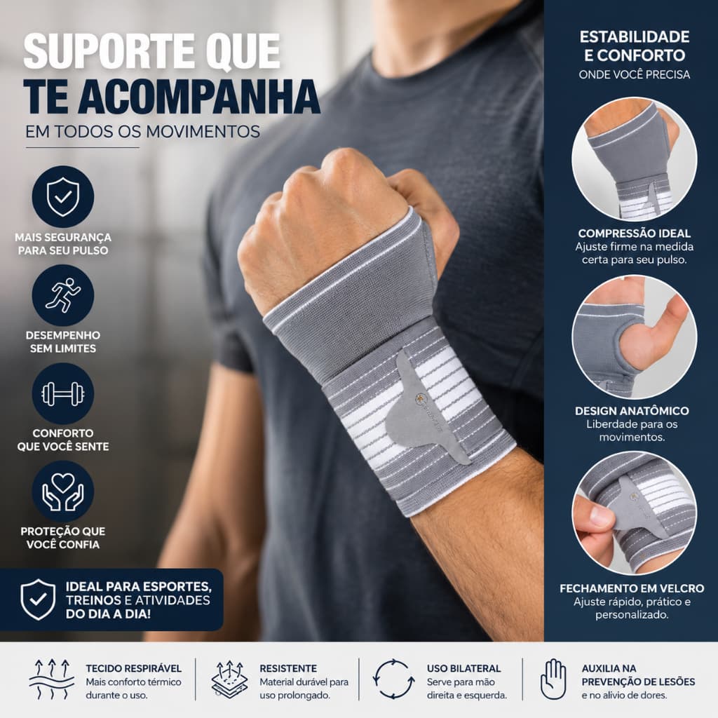 Munhequeira Ortopédica Ajustável Pulso Compressão Tendinite
