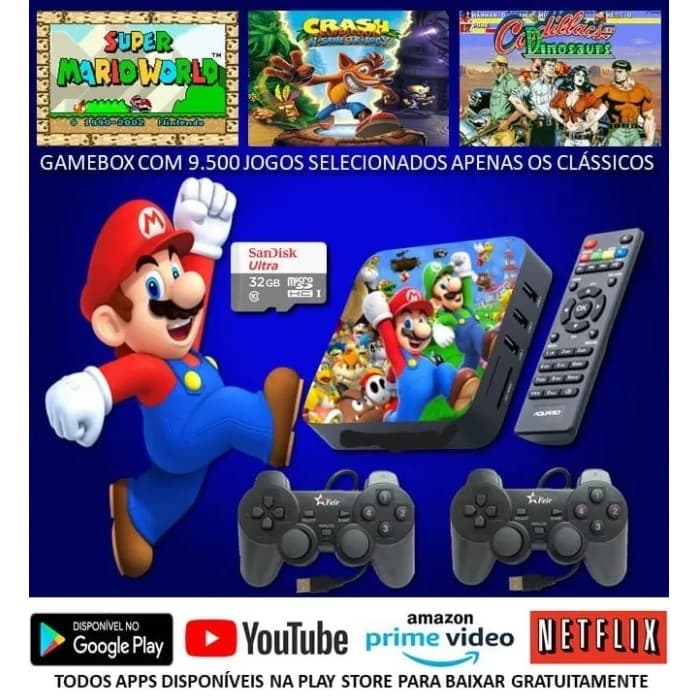 Game Box  10000 Jogos Ou Tv Sistema Duplo 4k Tv Box Gaming Controle Android Game Box