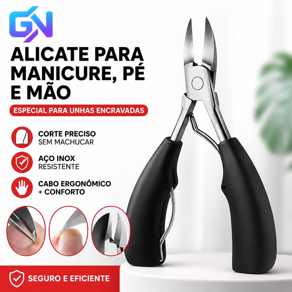 Alicate De Unha Curvado Em Aço Inox Com Dupla Mola Para Manicure Pedicure Podologia