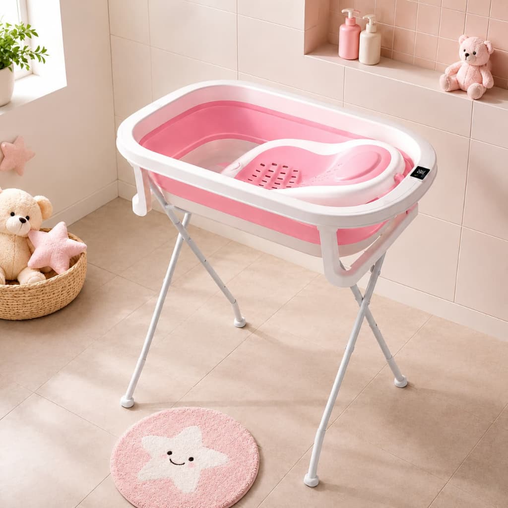 Banheira Infantil Com Suporte Elevado Banheira Inteligente Para Bebê Com Sensor Temperatura 40L