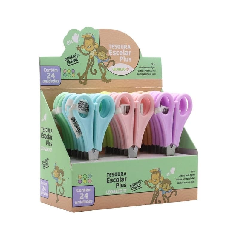 Tesoura Escolar Plus Trend Pastel Leo&Leo