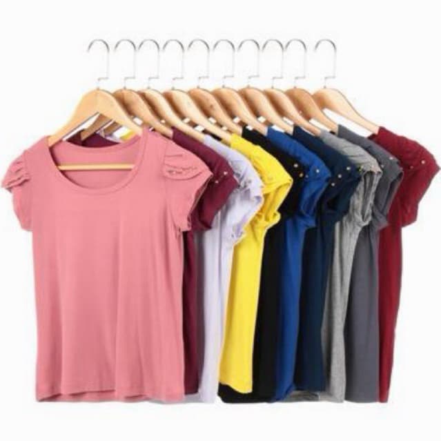 Kit 4 Blusa Feminina Manga Curta Dupla Tshirt Basica Blusinha