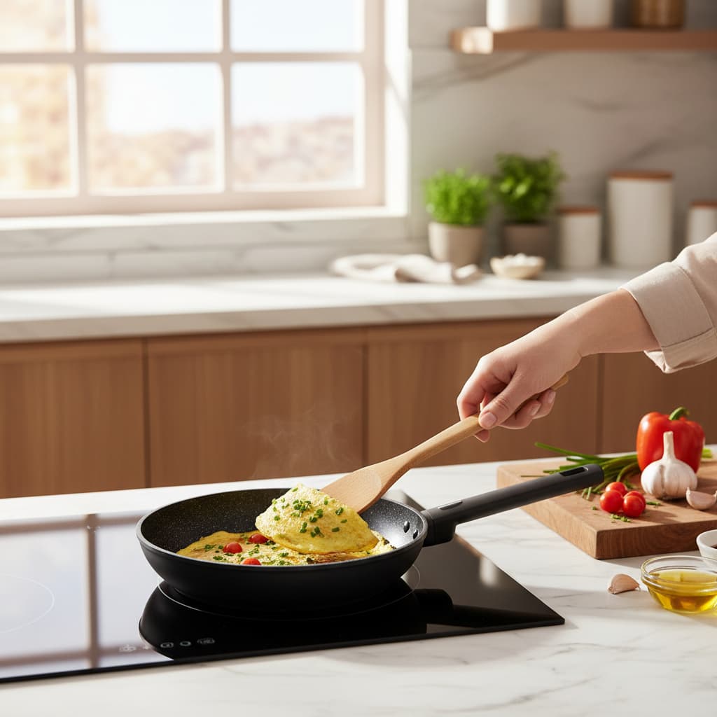 Frigideira Cerâmica com Fundo de Indução 28 cm 24cm 18 cm - Preta cozinha fritar grelhar