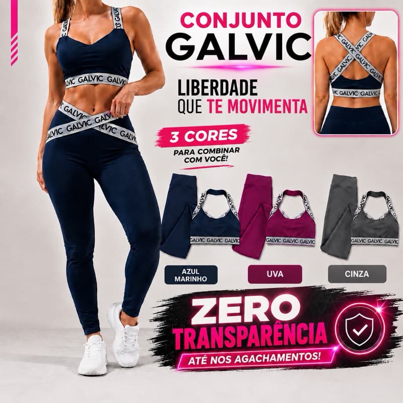 Calça Legging Feminina Academia Cintura Alta Zero Transparência Empina Bumbum Fitness Premium Galvic