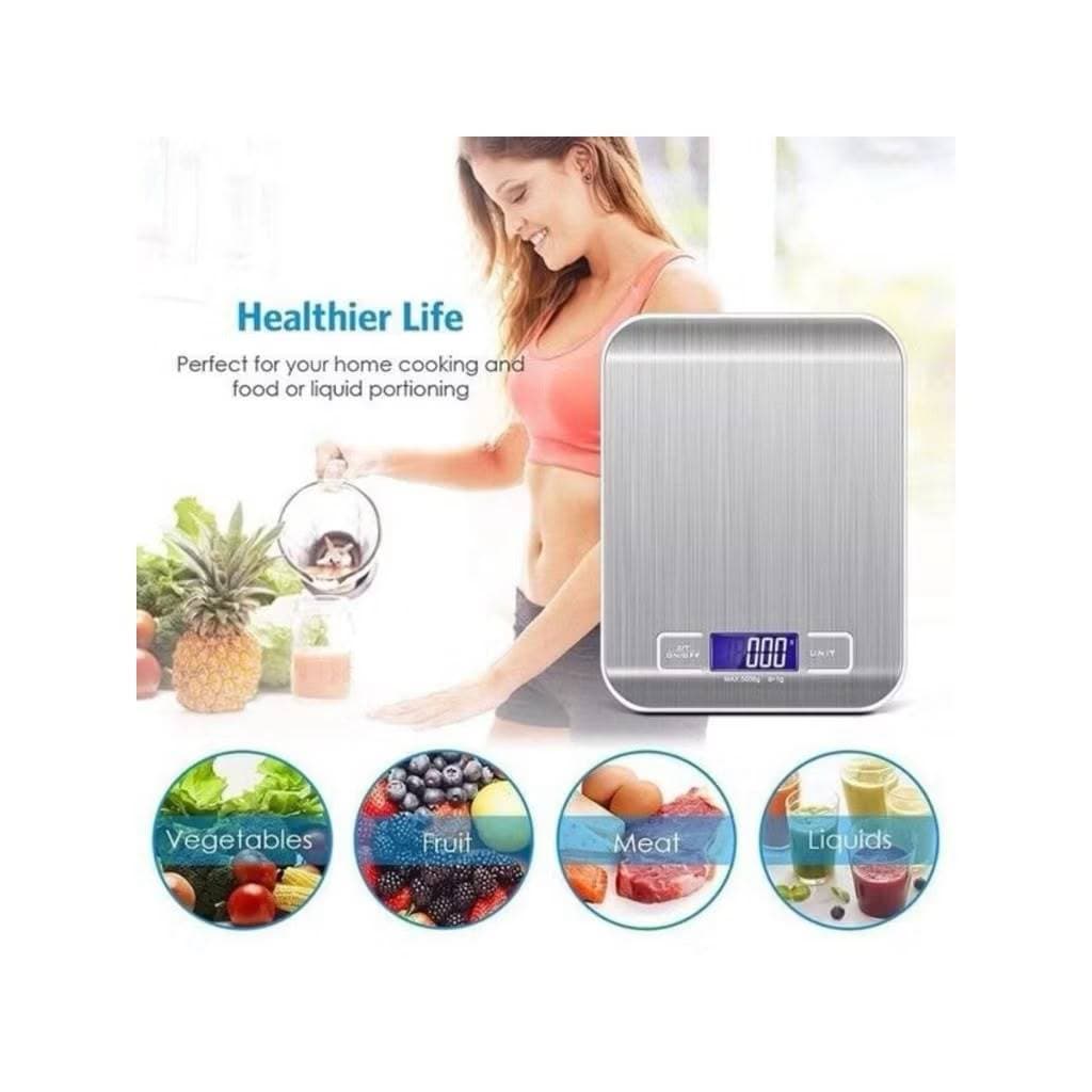 Balança Digital de Cozinha Inox alta precisão com Visor digital de ate 10 Kg