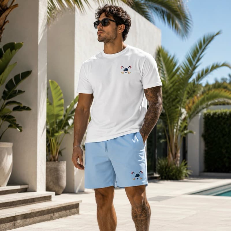 kit conjunto camiseta + short bermuda Masculina Tectel Mauricinho Uso em Piscina Praia polo Todas as Ocasiões polo
