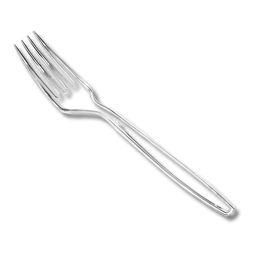 Kit 50 Garfos De Sobremesa Descartável Cristal Ou Branco Para Festas Eventos Almoços Triomix