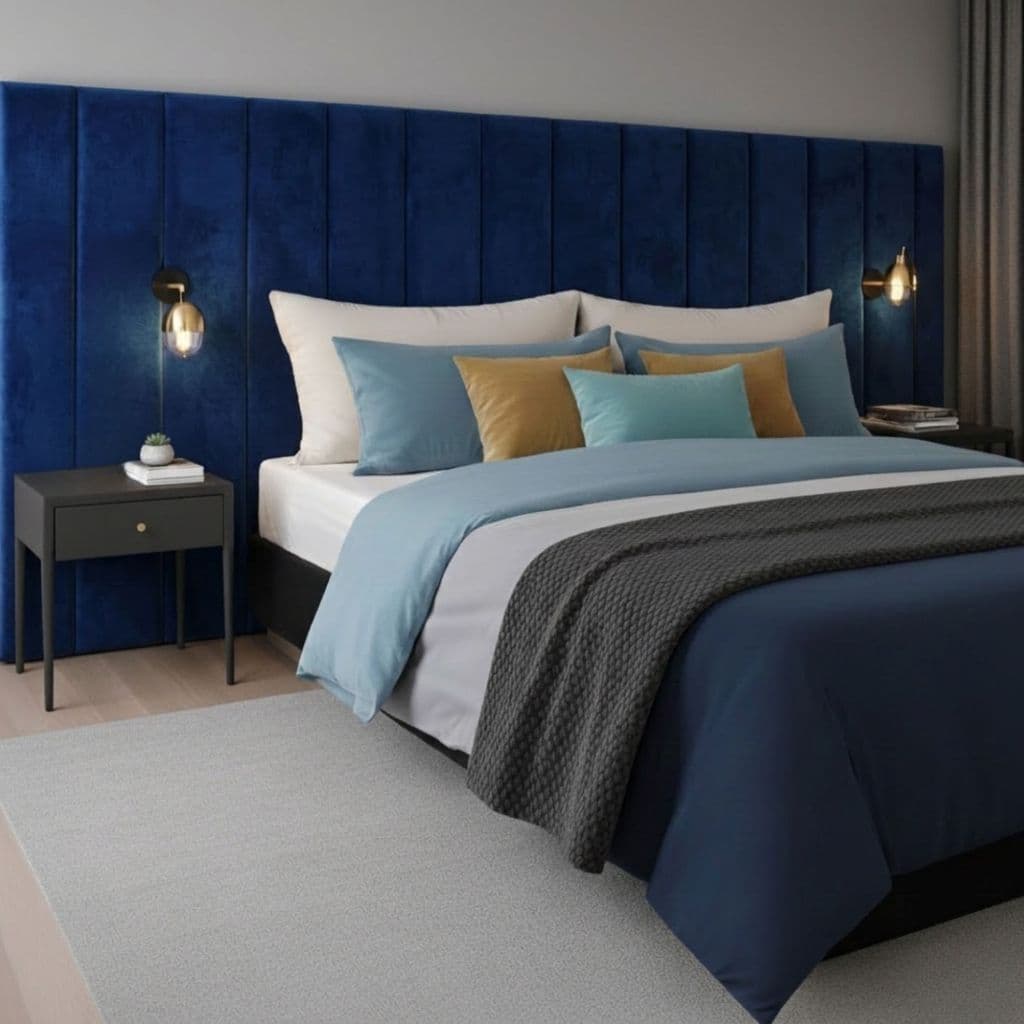 Cabeceira Com Fita Adesiva 100x20 Casal Solteiro Queen King Modulo Estofado Aveludado Luxo Moderno