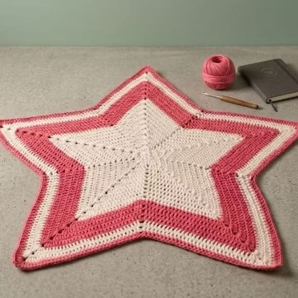 Tapete Estrela de Crochê Artesanal | Tapete Decorativo para Quarto, Sala e Infantil  Decoração Quarto, Sala e Bebê