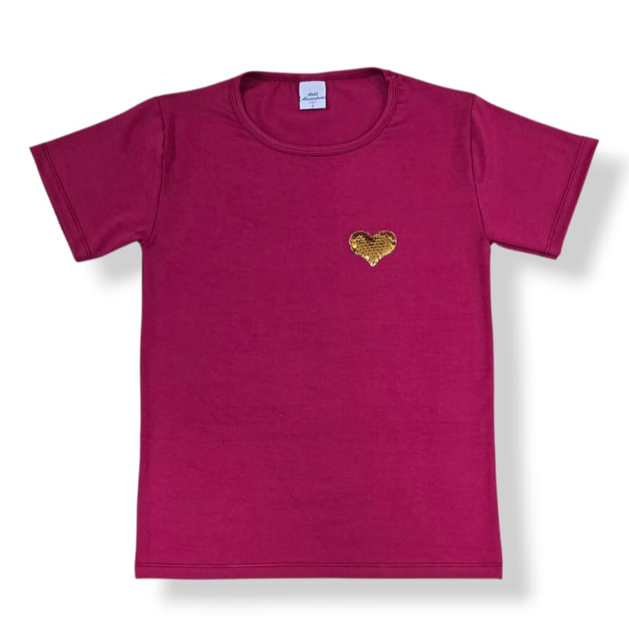 Blusinha Feminina Aplique Coração Viscolycra Elastano Blusa Básica