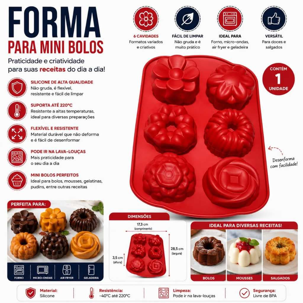 Forma Para Mini Bolos Clink CK8022 De Silicone , Enviada Conforme a Disponibilidade De cores