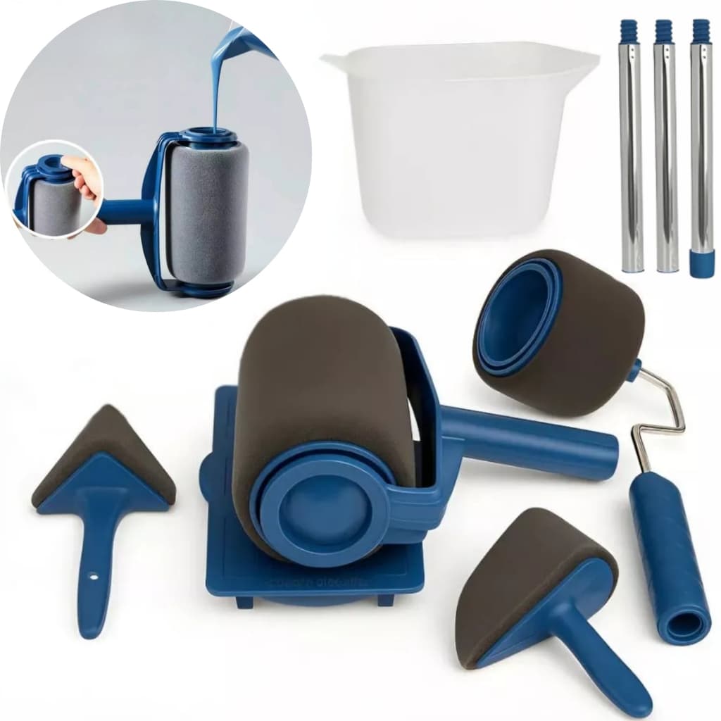 Kit Rolo De Pintura Com Reservatório de 500ml cabo prolongador acessórios acabamento 6 peças