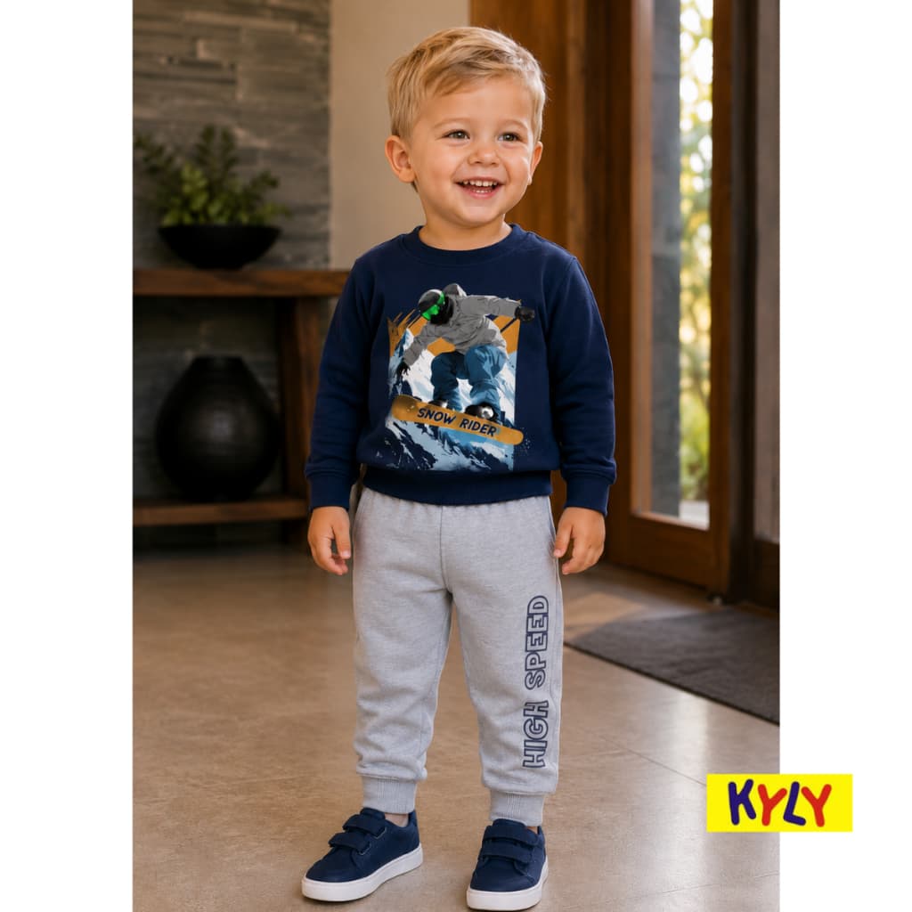 Conjunto infantil moletom flanelado menino Kyly tamanhos 2 ao 3  1001597
