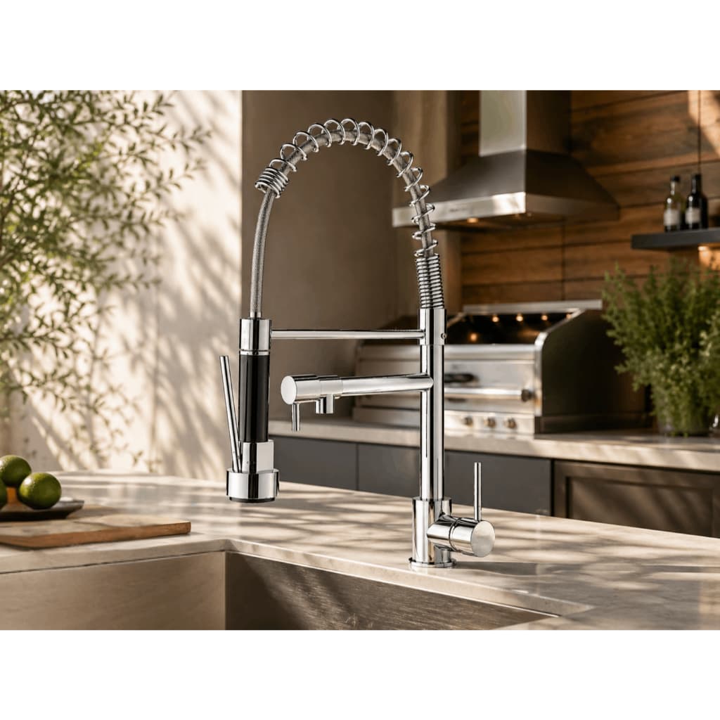Torneira Gourmet Flexível Cromada Misturador Quente e Frio Para Cozinha