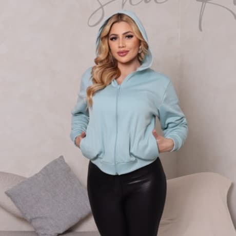 Blusa Casaco Moletom Liso com Zíper Variedade de Cores Tecido Poliéster Moda Casual Versatil