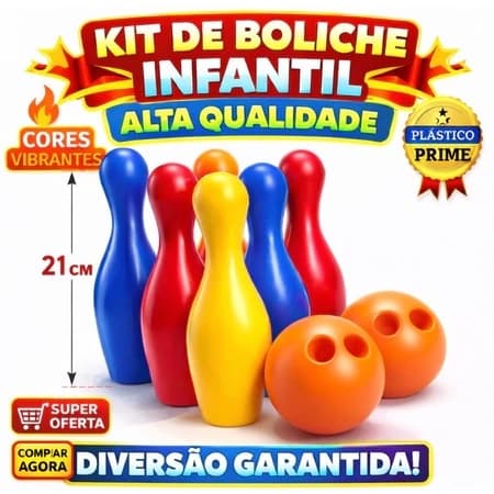 Jogo de Boliche Infantil Strike com Maleta Transparente – 6 Pinos e 2 Bolas – Brinquedo Educativo para Crianças
