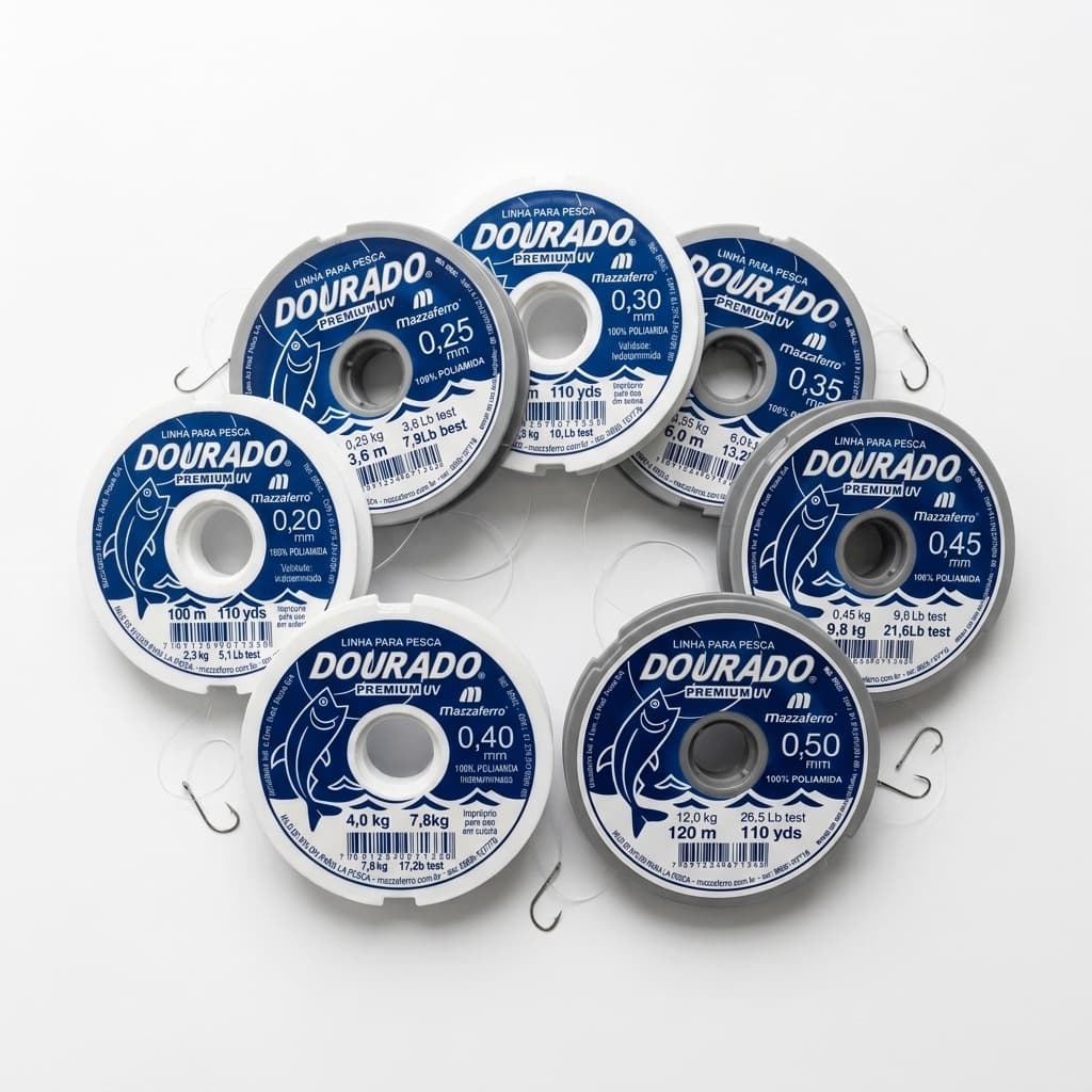 Linha Nylon Dourado Premium Monofilamento 100m de 0,20 à 0,50 Várias Bitolas Mazzaferro Pesca/Artesanato