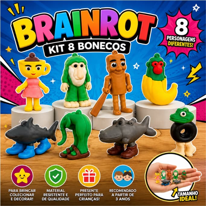 Kit 8 Bonecos Brainrot Personagens Meme Coleção Infantil Brinquedo Presente Criativo Roube Breinrot Roblox