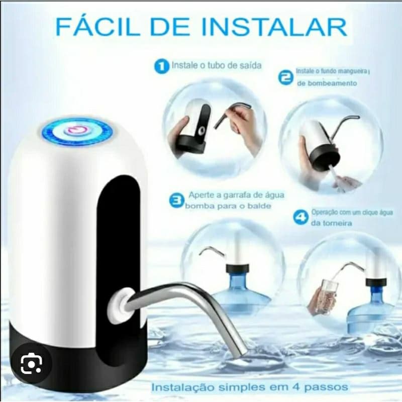 Bomba Elétrica Recarregável para Galão de Água 10L e 20L – USB