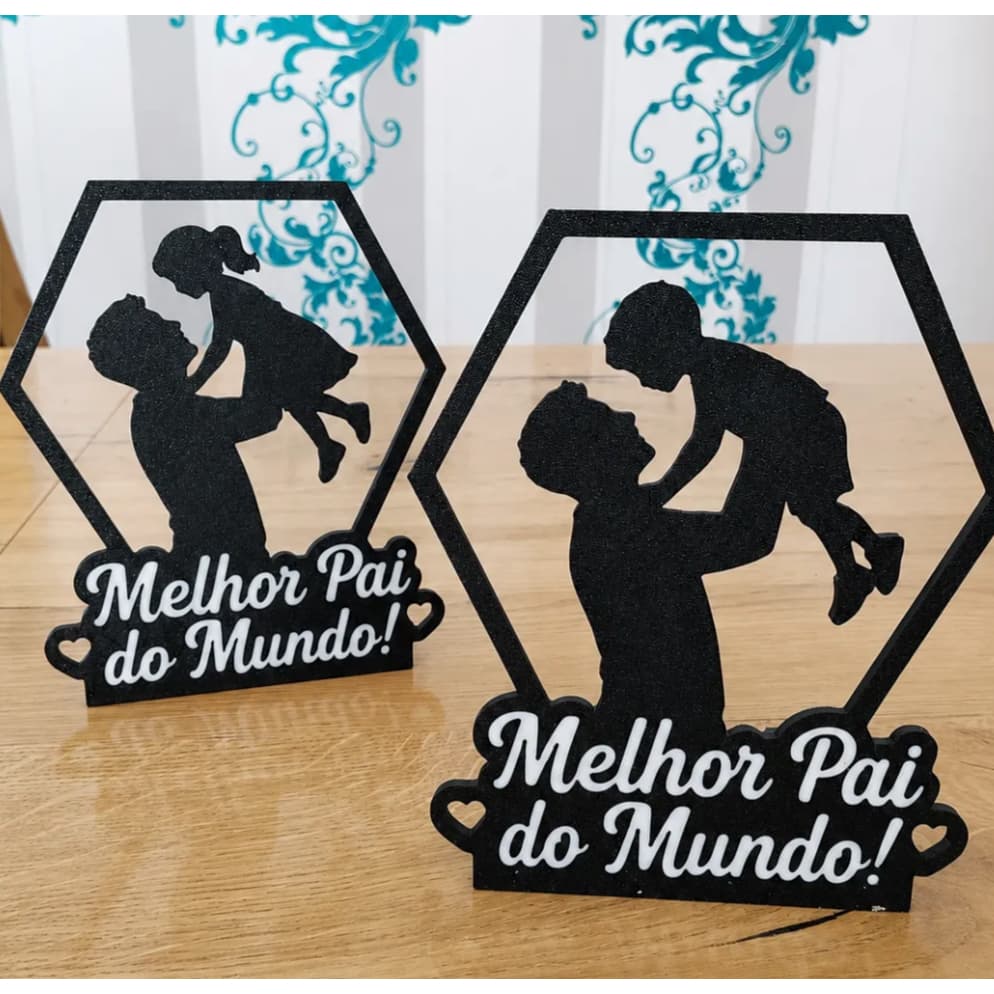 Centro de Mesa Melhor Pai do Mundo | Decoração Dia dos Pais | Presente Personalizado em Impressão 3D