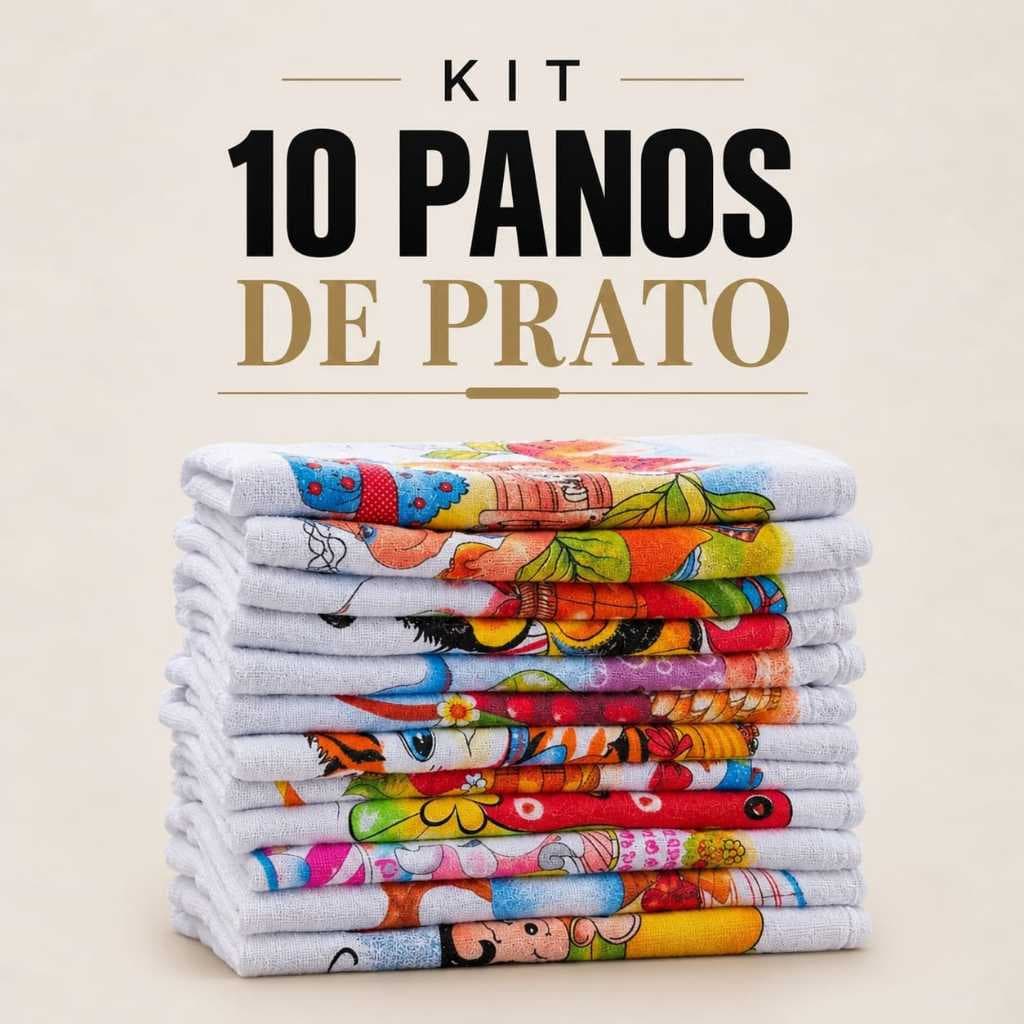 KIT 10 PANOS DE PRATO GRANDE 75 X 45 100% ALGODÃO SECAGEM RAPIDA