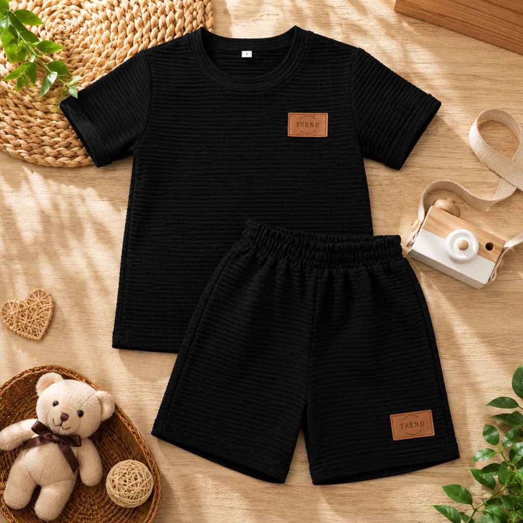 Conjunto Short e Camisa Canelado Anarruga Masculino Texturizado Básico
