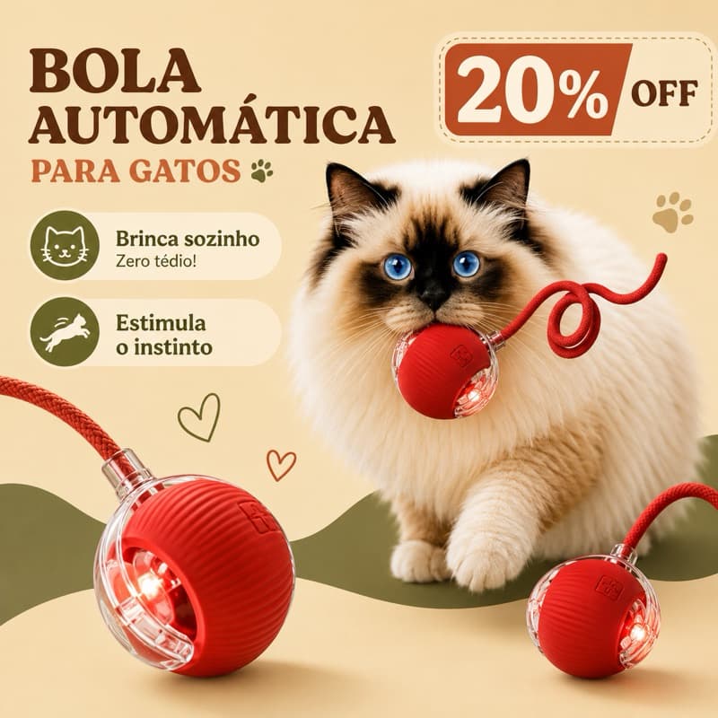 Bola Inteligente para Gatos Automática Recarregável USB Brinquedo Interativo Anti Tédio