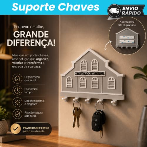 Porta Chaves CCB | Congregação Cristã no Brasil | Porta Chaves Parede | Decoração para Entrada da Casa | Presente