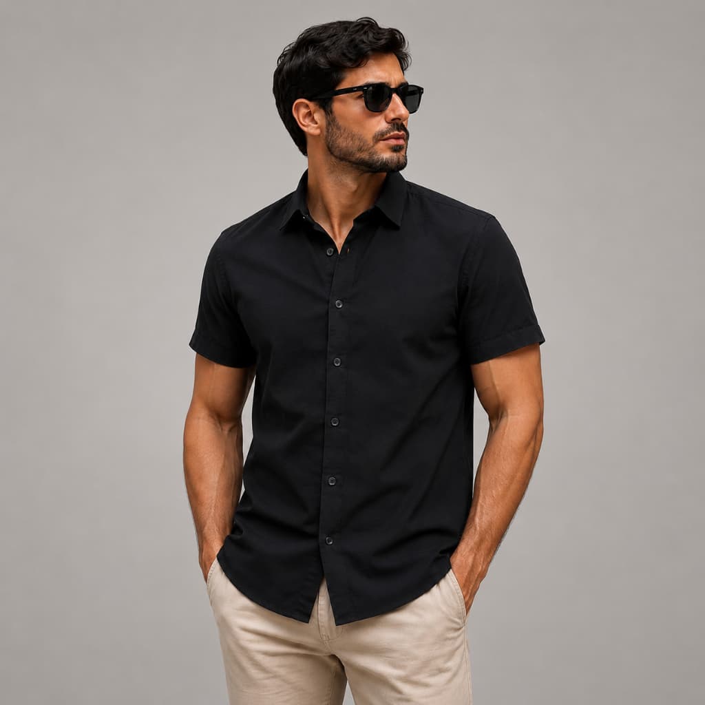 Camisa Masculina viscolinho moda Praia Casual Dia a Dia