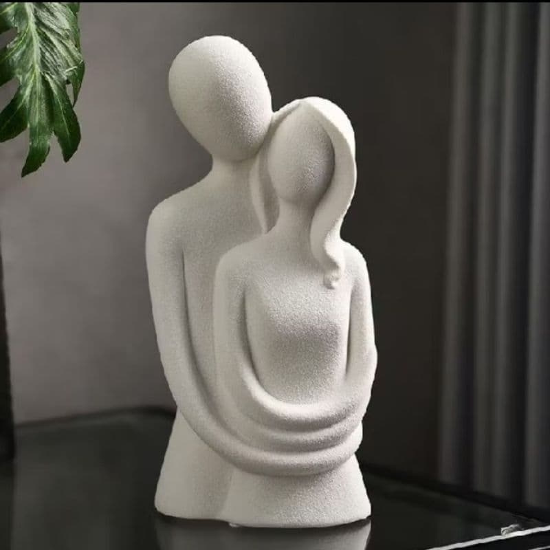 Estátua Escultura Casal Minimalista – Peça Decorativa Elegante Sofisticada Moderna para Casa Sala e Escritório Promoção